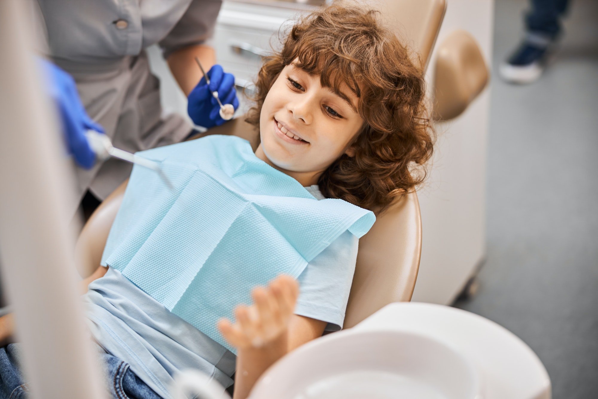 Smiley kid during a visit to the dentist